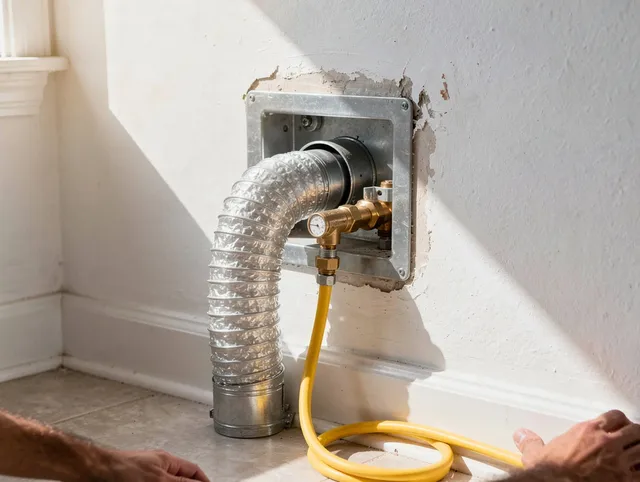 Weston Dryer Vent Cleaning certified technician performing specialized gas dryer vent cleaning in Weston
